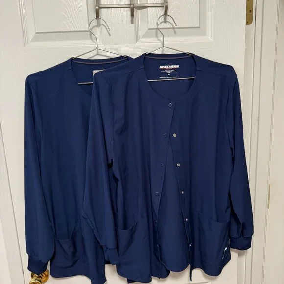 Lot Bundle 2 Skechers Barco Scrubs Cardigan Jacket Navy Blue Women's Size XL - Picture 7 of 10
